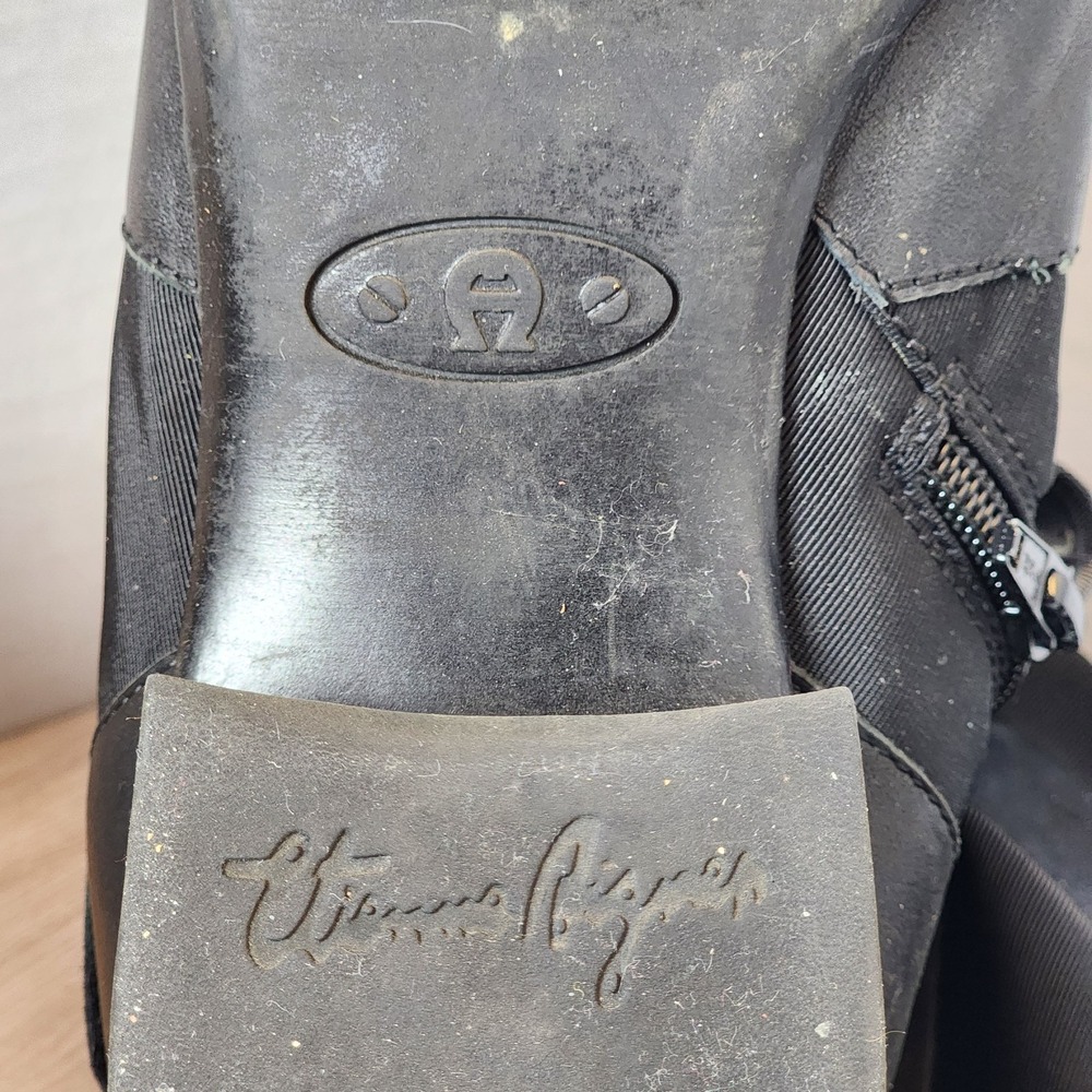Etienne Aigner Boots Women's SIZE 6.5 Black Roping Riding Buckles Heel - Picture 16 of 16